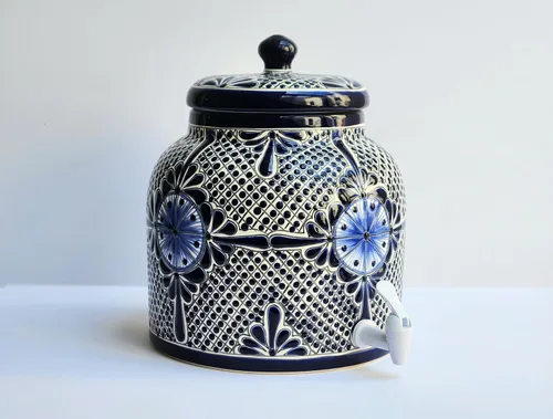 Vista 5 de Dispensador de agua de mesa de cerámica (diseño talavera)