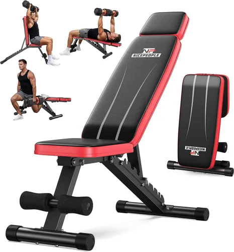 Vista 10 de NICEPEOPLE Adjustable Weight Bench for Home Gym, 660LBS Capacity Workout Bench with 8 Backrests for Chest Shoulders Arms, Compact and Foldable