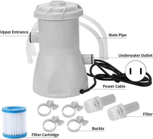 Vista 3 de Bomba de filtro de piscina 40W, bomba de filtro de piscina 800GAL por hora Filtro de piscina de tierra para impurezas de filtro de piscina
