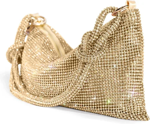 Vista 9 de WLLWOO WLLWOO Bolsos de mano con diamantes de imitación para mujer, bolsos de noche elegantes, bolsos cruzados brillantes para fiesta, club, boda