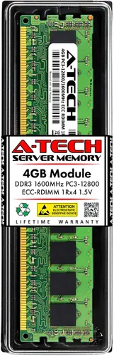 Vista 105 de A-Tech 4GB DDR3 1333MHz PC3-10600R ECC RDIMM 1Rx4 Rango único 1.5V Registrado DIMM 240-Pin Módulo de actualización de memoria RAM de servidor