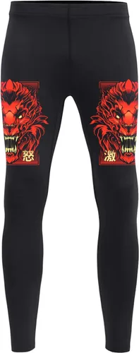 Vista 5 de O2TEE Máscara Samurai Grappling Spats Leggings de compresión Pant- Running, BJJ, MMA, Muay Thai BR