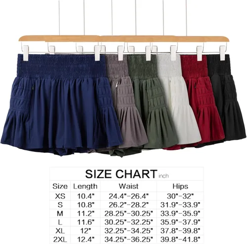 Vista 2 de Pantalones cortos atléticos fluidos para mujer, gimnasio, yoga, entrenamiento, correr, plisados, faldas de tenis, cintura alta, ropa linda de verano