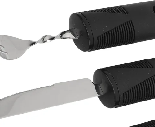 Vista 9 de Weighted Utensils, Arthritic Hands Adaptive Utensil Arthritic Aid Hand Tremor Spoon Fork Knife Eating Flatware for Parkinsons Patients