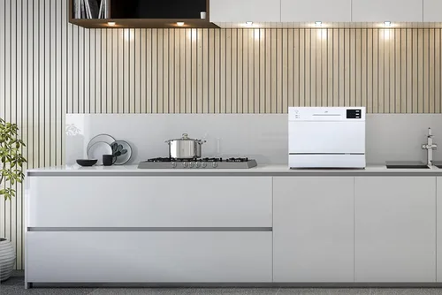 Vista 9 de SPT SD-2225DW Lavavajillas de encimera con arranque retardado y LED, blanco, blanco