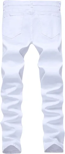 Vista 3 de Fredd Marshall - Pantalones de mezclilla para hombre, ajustados, rasgados, elásticos, estilo slim fit