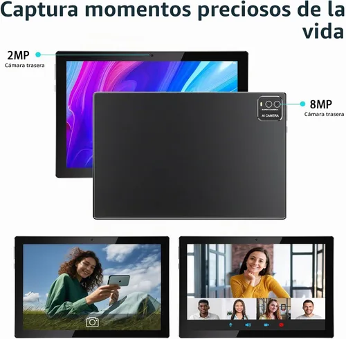 Vista 7 de Tableta 2 en 1 10 pulgadas Android 15 Tablets con teclado 64 GB ROM 8 GB RAM Soporte 1TB expansión 10.1 "Tablet incluye Ratón Stylus Tab 8MP+2MP