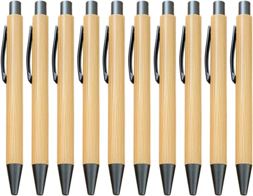 Vista 8 de Gullor Bolígrafo retráctil de bambú natural, bolígrafos sostenibles para escribir diario, suministros de oficina, bolígrafos ecológicos, 5