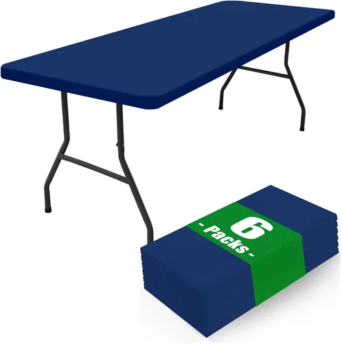 Vista 12 de Moosfor Paquete de 6 manteles cuadrados de elastano, manteles elásticos ajustables para pícnic, cubierta de mesa de patio elástica lavable para Negro