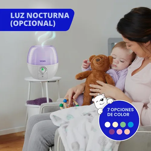Vista 8 de Vicks Humidifier 3-in-1 SleepyTime Cool Mist Humidifier for Nursery, White