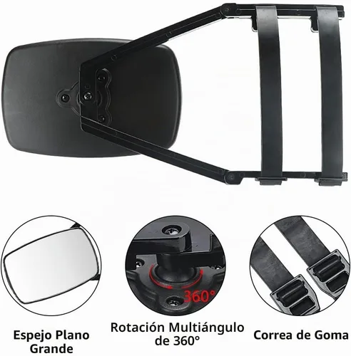 Vista 4 de Espejos universales de remolque con clip, espejos extendidos para remolque, rotación de 360 grados, espejo de remolque ajustable, negro, 2 piezas