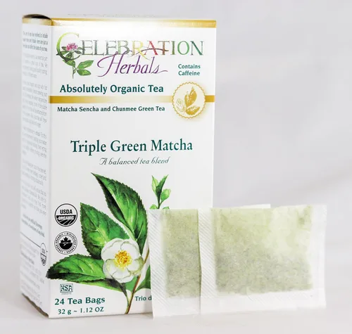 Vista 2 de CELEBRATION HERBALS Triple Green Matcha Tea Org 24 Bolsa, 0.02 libras