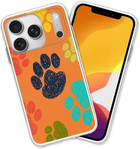 Vista 29 de Diseño para iPhone 14 Pro Max, diseño de acuarela de perros, collage de Pug para iPhone, protección a prueba de golpes, funda transparente de TPU