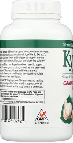 Vista 4 de Extracto de ajo envejecido, limpieza y digestión, fórmula 102, 200 cápsulas vegetales, Kyolic