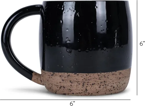 Vista 3 de Elanze Designs Speckled Raw Bottom - Tazas de cerámica de 17 onzas, paquete de 4, color negro