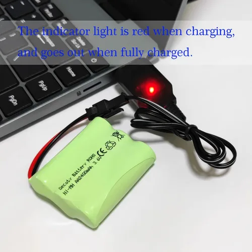 Vista 6 de Batería recargable NiMH AA de 3.6V 2400mAh con enchufe SM y cable de carga USB, batería RC de repuesto para coche RC, barco RC, juguetes de robot RC