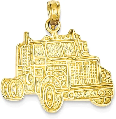 Vista 9 de Collar con colgante de cabina de camión de oro amarillo de 14 quilates para viajes transporte de joyería fina para mujeres regalos para ella