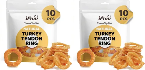 Vista 8 de iPaw - Tendón de pavo para perros, masticable natural de grado humano para cachorros, hueso 4 Pcs/Pack (Small), Single Protein, Hypoallergenic