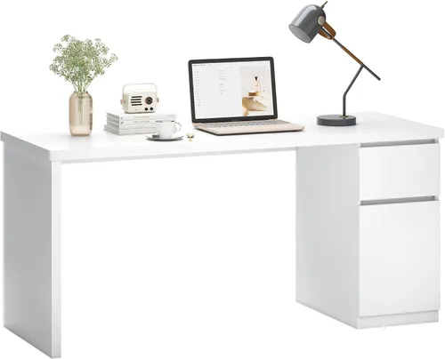Vista 8 de Furtble - Escritorio blanco con cajones, escritorio pequeño de 43 pulgadas, lindo escritorio para dormitorio, escritorios de PC para oficina