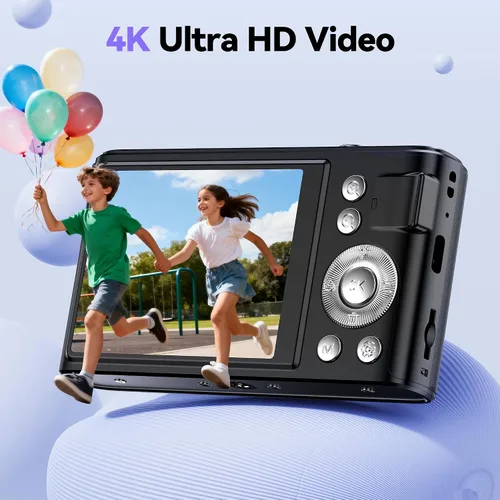 Vista 2 de Cámara digital 4K para niños: Cámaras de 48MP para fotografía de adolescentes - Cámara fotográfica con enfoque automático Regalos para niños de 5 a