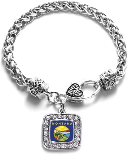 Vista 230 de Pulsera de dijes cuadrados de plata con joyería de circonita cúbica