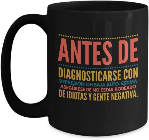 Vista 3 de Regalo para amigos Taza de cafe para hermana Perfecto regalo para graduados, profesionales y estudiantes Vaso con afirmaciones positivas, Negro