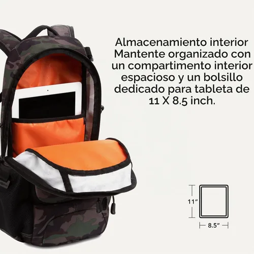 Vista 4 de SwissGear 3598 - Mochila estrecha de día, Camuflaje/Verde