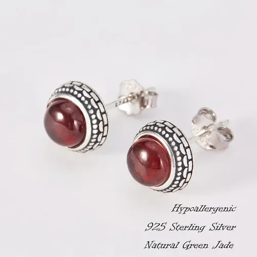 Vista 13 de Aretes de plata de ley con piedra natal de cristal real, joyería para mujer, moda occidental 925, envejecida, bohemia, hecha a mano, el mejor regalo