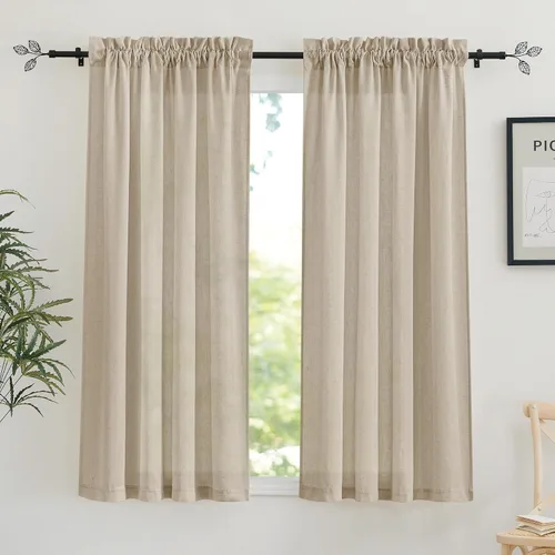 Vista 105 de RYB HOME - Cortinas de lino texturizado semitranslúcidas, privacidad media, filtro de luz, decoración de ventana para dormitorio/baño/sala de estar