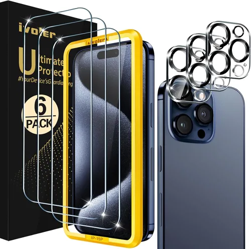 Vista 15 de ivoler Paquete de 3 + 3 protectores de pantalla de vidrio templado para iPhone Air de 6.5 pulgadas con protector de lente de cámara con marco