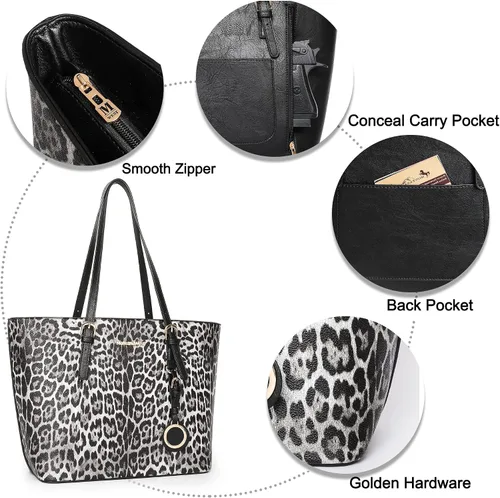 Vista 4 de Montana West Juego de bolso de 3 piezas con estampado de leopardo para mujer