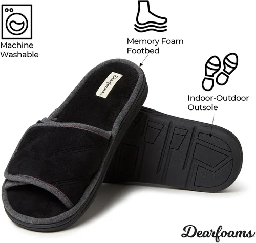 Vista 4 de Dearfoams Pantuflas de rizo de espuma viscoelástica ajustables para hombre y exterior
