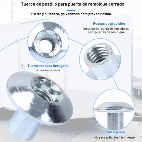 Vista 3 de Tuerca de cabeza abombada Torx de barril de 5/16" para pestillo de puerta de remolque de carga - Herrajes para puerta de remolque de carga