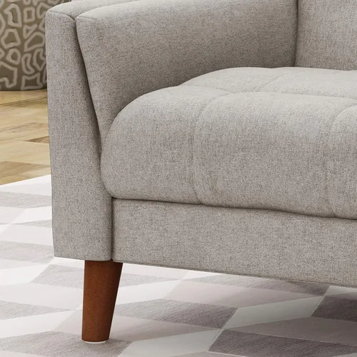 Vista 5 de Christopher Knight Home - 305538 Evelyn Mid Century - Sillón de tela moderno, color beige, nogal (305538).