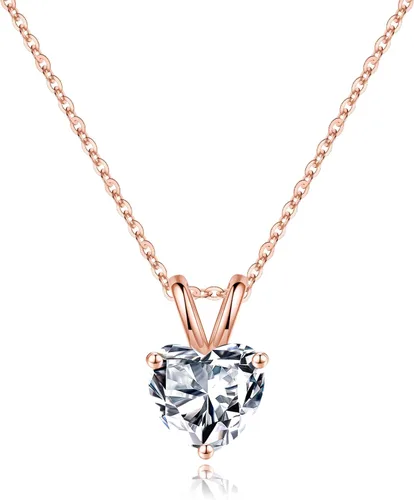 Vista 23 de SMILEST Dainty Heart Birthstone Necklace for Women, 925 Sterling Silver 01-enero-granate rojo