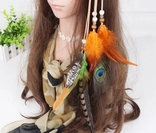Vista 3 de Suoirblss Indian Romany Hippie Tocado Boho Chic Plumas Banda de pelo hecho a mano