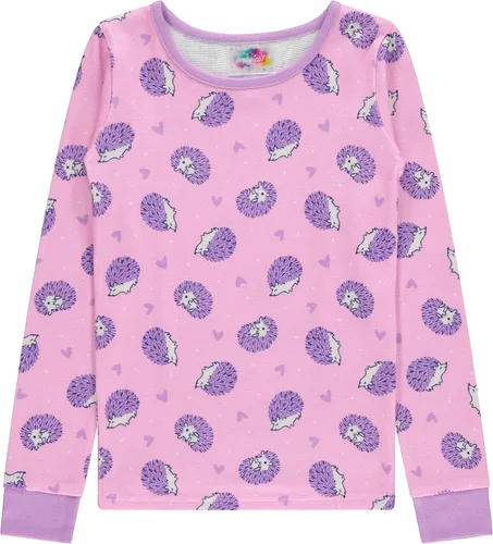 Vista 2 de BTween Pijama de 4 piezas para niñas, pijama de manga larga teñida con lazo para niñas