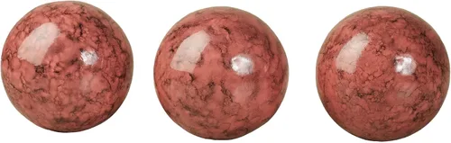 Vista 5 de Cambria Aqua - Bolas esféricas marmoladas de 4 pulgadas de diámetro para centro de mesa, cuenco y bandeja, juego de tres orbes solamente Cinnabar