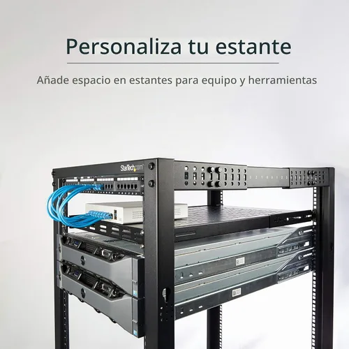 Vista 4 de StarTech Estante Bandeja Ajustable con Ventilación para Rack de Servidores 1U - 175lbs - Profundidad de Montaje Ajustable de 19.5 a 38 Pulgadas
