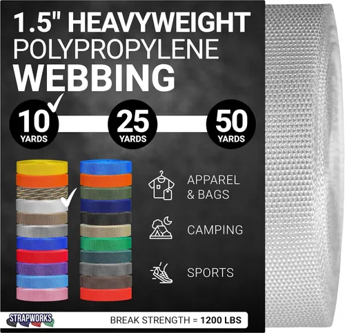 Vista 23 de Strapworks Heavyweight Polypropylene Webbing - Heavy Duty Poly Strapping for Outdoor DIY Gear Repair, 1.5 Inches