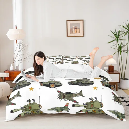 Vista 11 de Manfei Juego de funda de edredón de camuflaje de animales marinos, tamaño individual, juego de ropa de cama de camuflaje de tiburones y ballenas