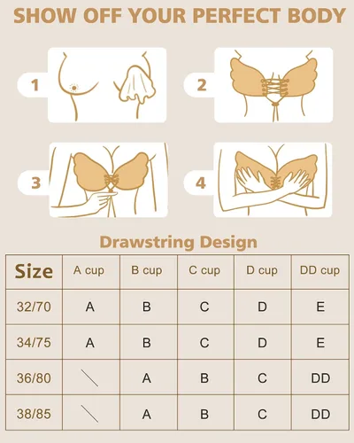 Vista 6 de Sticky Bra, Backless Strapless Bra Push Up, Adhesive Invisible Lift Up Bras 2 Pairs