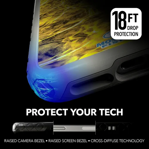 Vista 3 de cellhelmet Mossy Oak Agua Yellowfin Funda de doble capa en gris diseñada para iPhone 13 Mini a prueba de golpes y caídas, duradera, como se ve