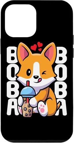 Vista 16 de Funda Kawaii con diseño de corazón de té de burbujas para iPhone 16 Kawaii Boba Dog Corgi Tea Drink