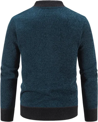 Vista 3 de Mylldey Suéter casual de punto trenzado con cremallera completa para hombre, talla de EE. UU
