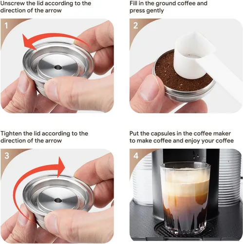 Vista 7 de Reusable Next Coffee Pods Holder Stainless Steel Refillable Filters Coffee Pods pods Only Compatible with Nespresso 3.0 Genaration