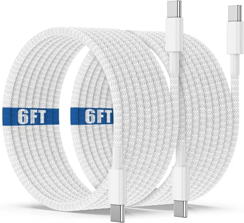Vista 15 de Cable de carga USB C a C de 6 pies, 60 W, cable de carga rápido tipo C a C para Apple iPhone 17 Pro Max/17 Air/16 Pro Max/15 Plus, MacBook Pro