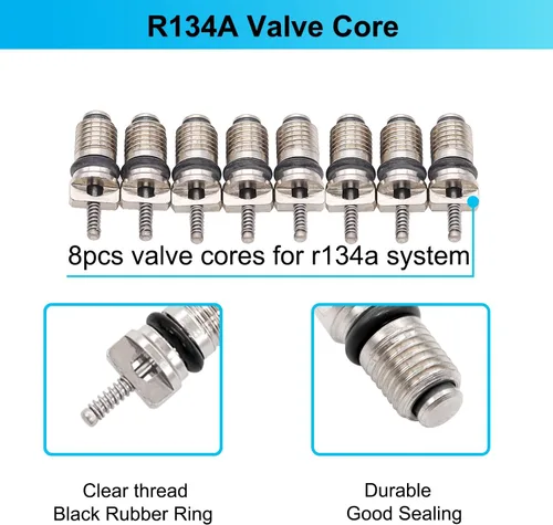 Vista 5 de TWTADE Kit de núcleo de válvula de aire acondicionado para automóvil, A/C R12 R134a, núcleos de vástago de válvula Schrader de refrigeración