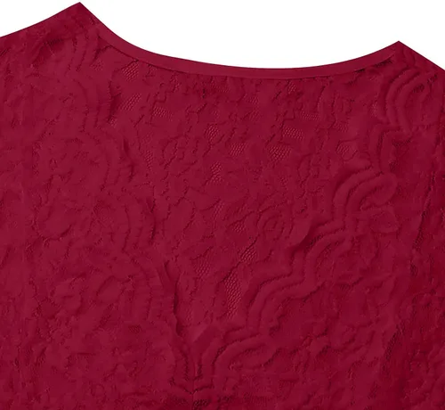 Vista 3 de Camisetas sexys para mujer con ribete de encaje festoneado hueco transparente para noche fiesta club