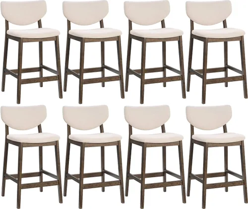 Vista 12 de PrimeZone - Juego de 2 taburetes de bar de cocina de 26 pulgadas, nogal y beige